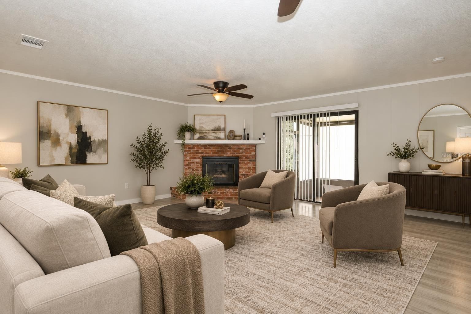 Virtually Staged- Family Room with Access to screened porch area - 506 S ELSASSER ST, DELAND