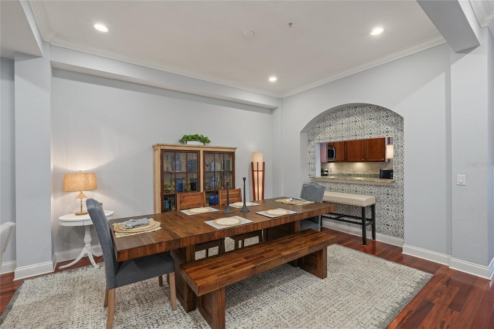 Dining Room with Pass Thru to Kitchen and Tray Ceilings - 4625 LEGACY PARK DR, TAMPA