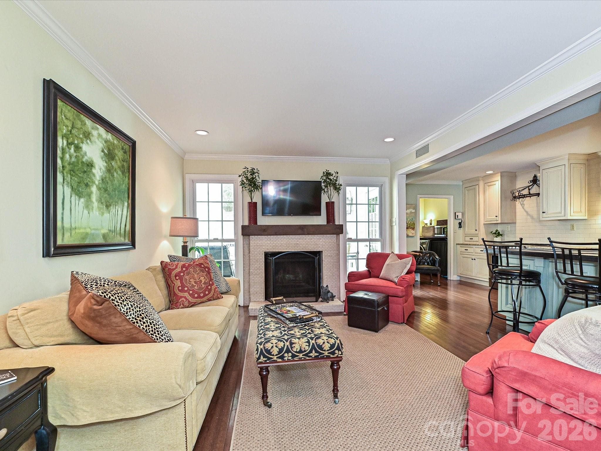 Family room and wood burning fireplace - 4313 Silo Lane, Charlotte