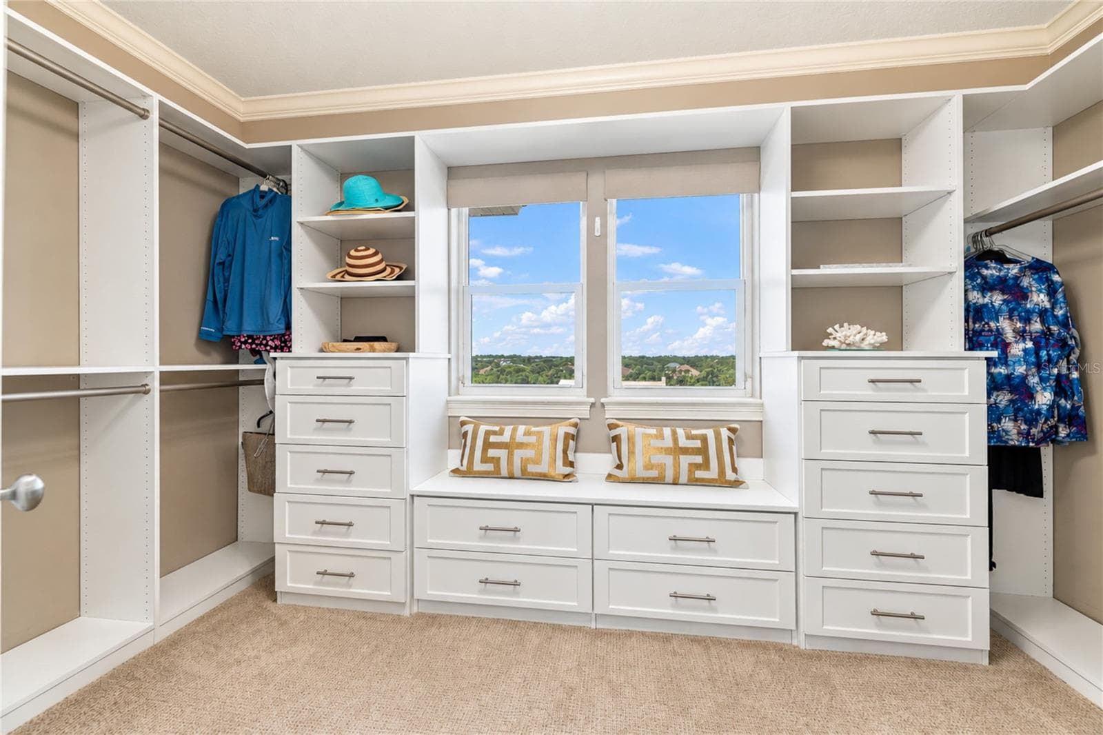 Custom Walk-In Closet with Built-In Storage - 3399 N OCEAN SHORE BLVD, FLAGLER BEACH