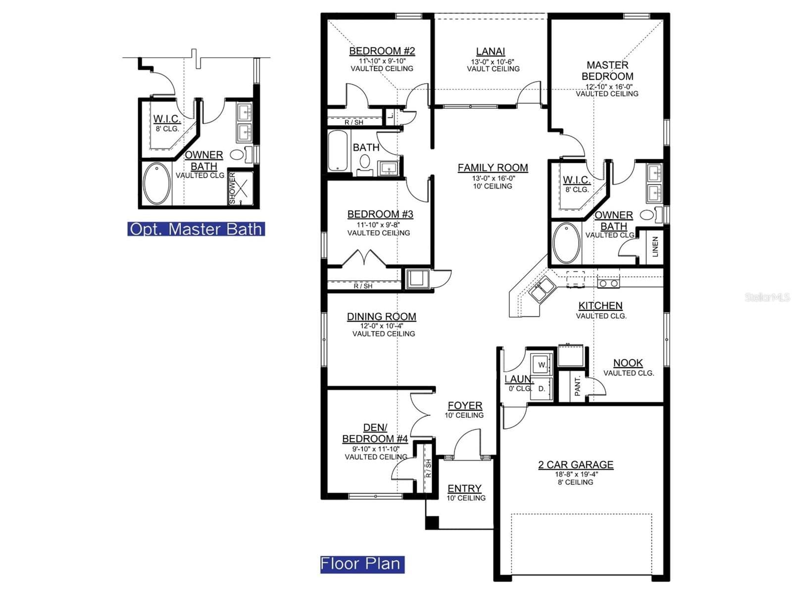 Floor Plan - Adams Homes 1820 plan (builder floor plan; dimensions approximate, options may vary) - 7714 BENT TREE LOOP, ST CLOUD
