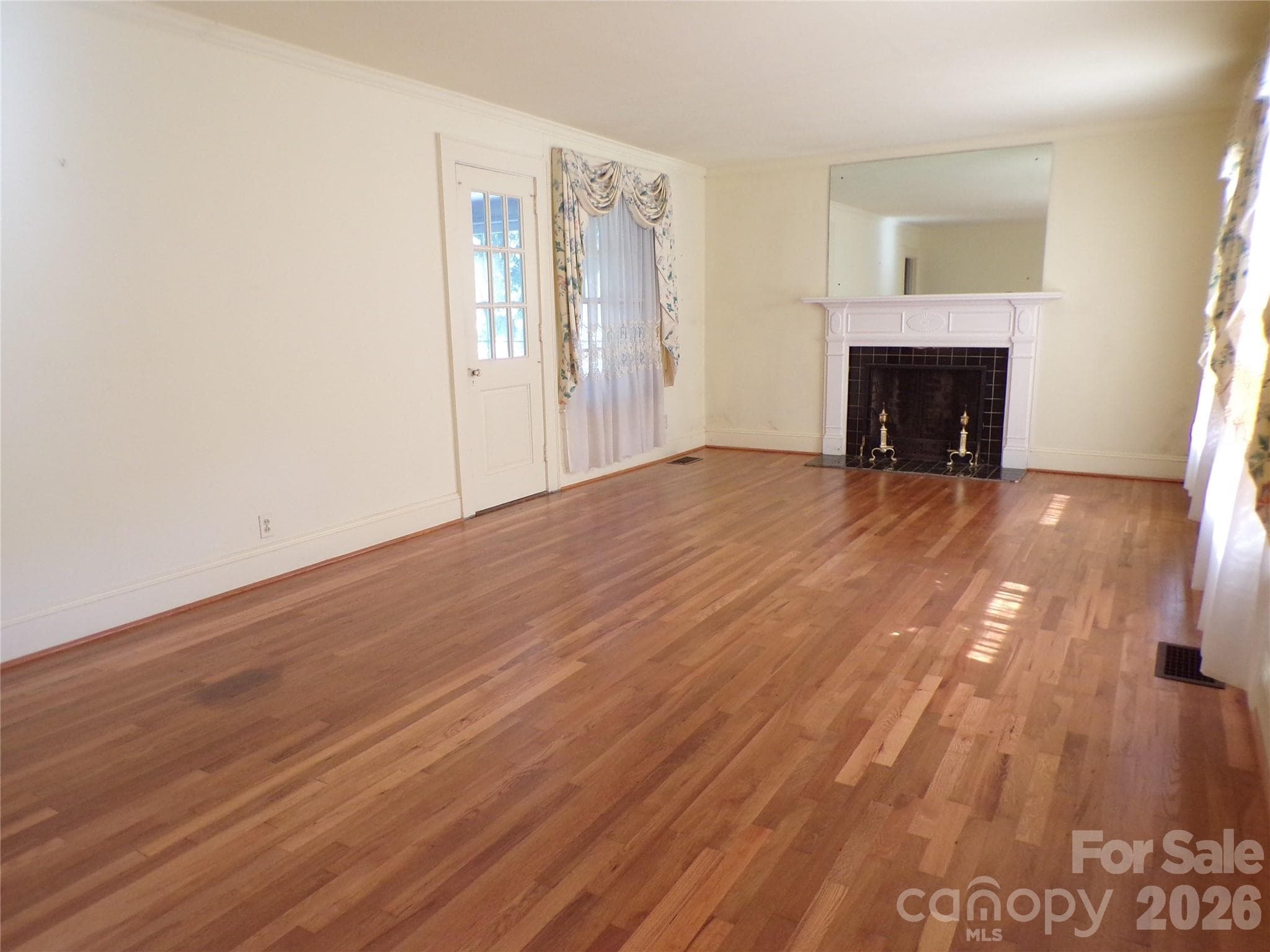 Living Room Refinished Hardwood Floor - 608 1st Street W, Conover