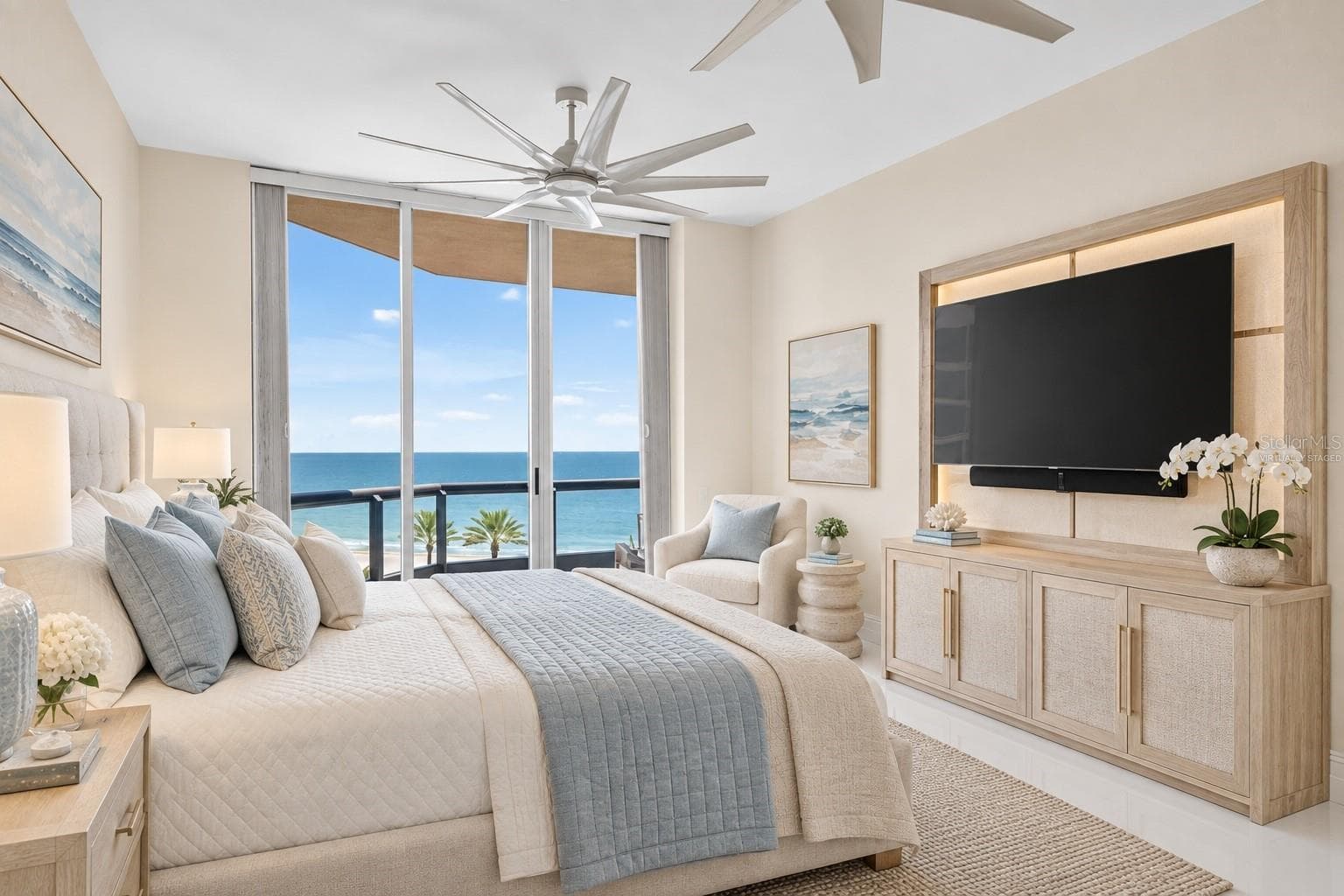 Virtually Staged - Primary Bedroom - 1281 GULF OF MEXICO DRIVE DR #707, LONGBOAT KEY