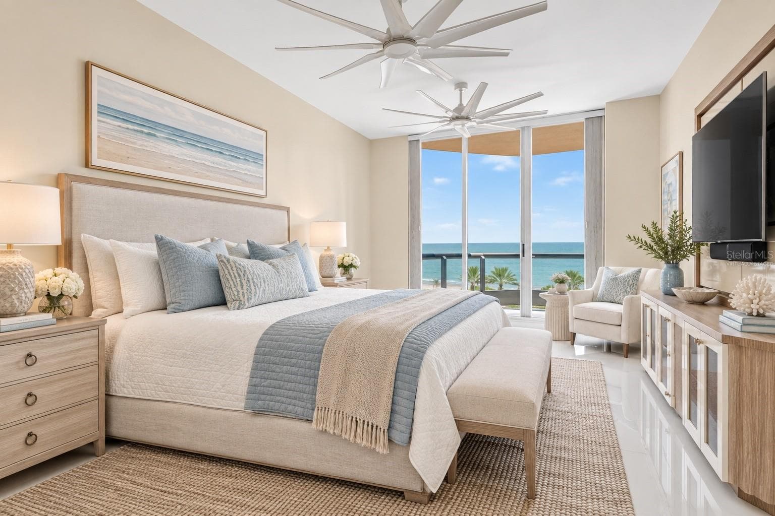 Virtually Staged - Virtually Staged primary bedroom - 1281 GULF OF MEXICO DRIVE DR #707, LONGBOAT KEY