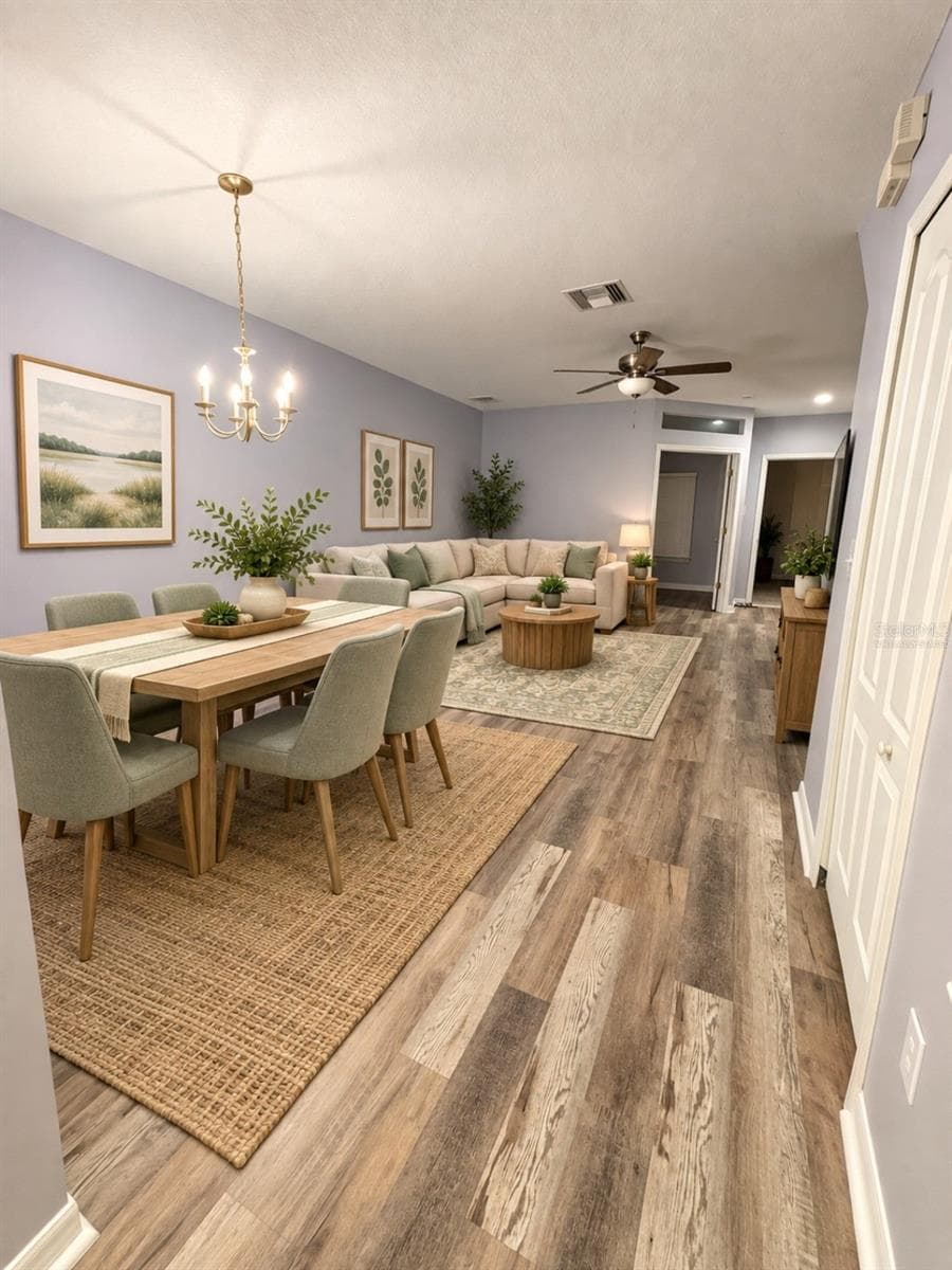 Virtually Staged - Family Room/Dinning Room - 12307 FOXMOOR PEAK DR, RIVERVIEW