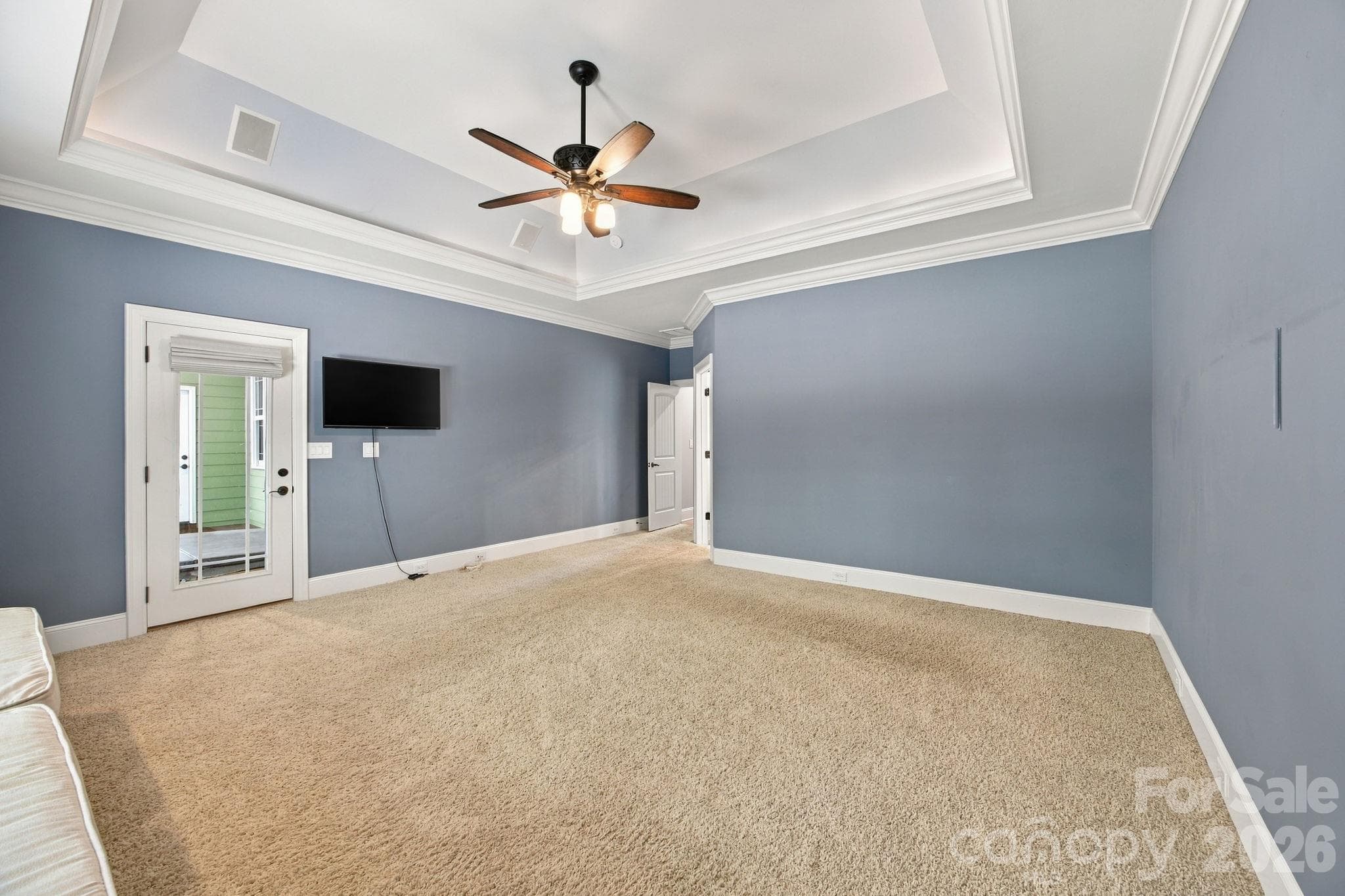Main level Primary Suite has trey ceiling - 7481 Brotherton Road, Denver