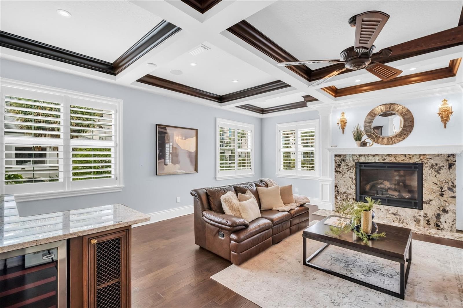 Main Level Family room with Fireplace - 500 BEACH DR NE, ST PETERSBURG