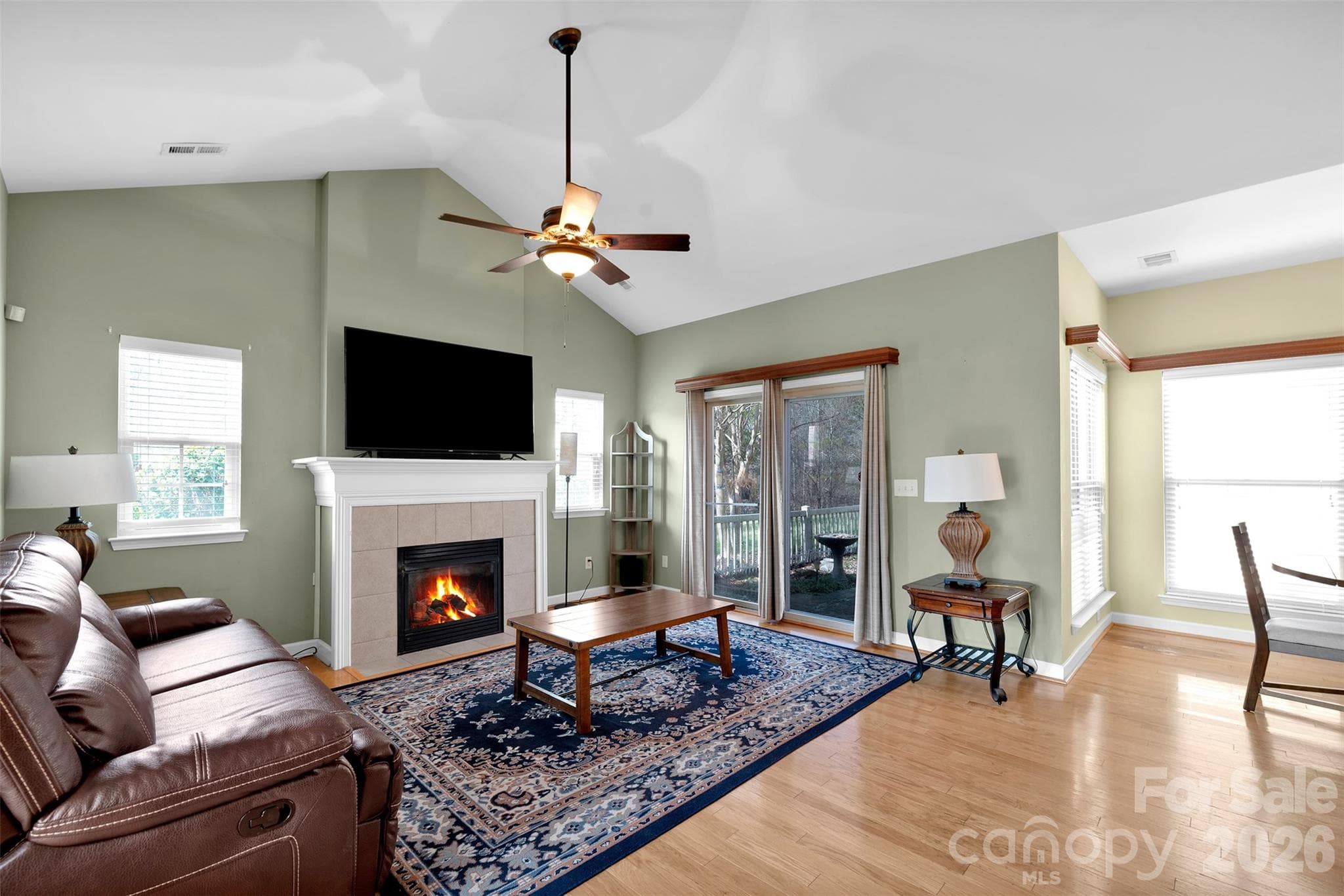 Open floor plan - living room with fireplace - 4767 Polo Gate Boulevard, Charlotte