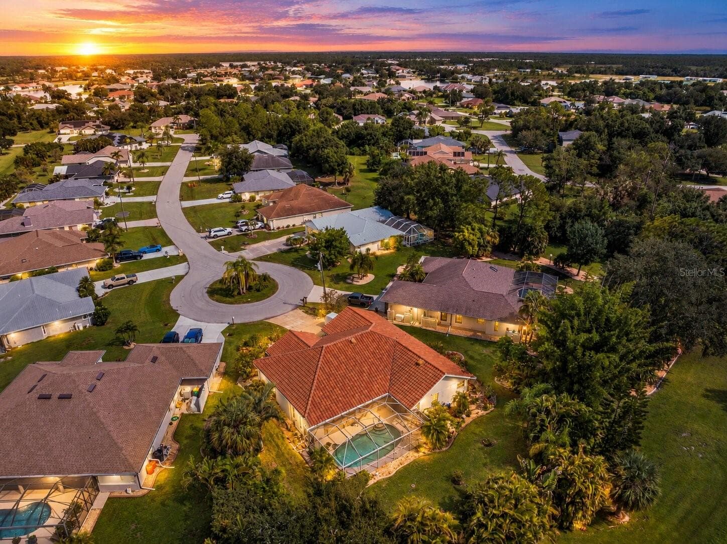 Aerial_134TocopillaStreet_PuntaGorda_NeighborhoodView_Twilight.jpg - 134 TOCOPILLA ST, PUNTA GORDA