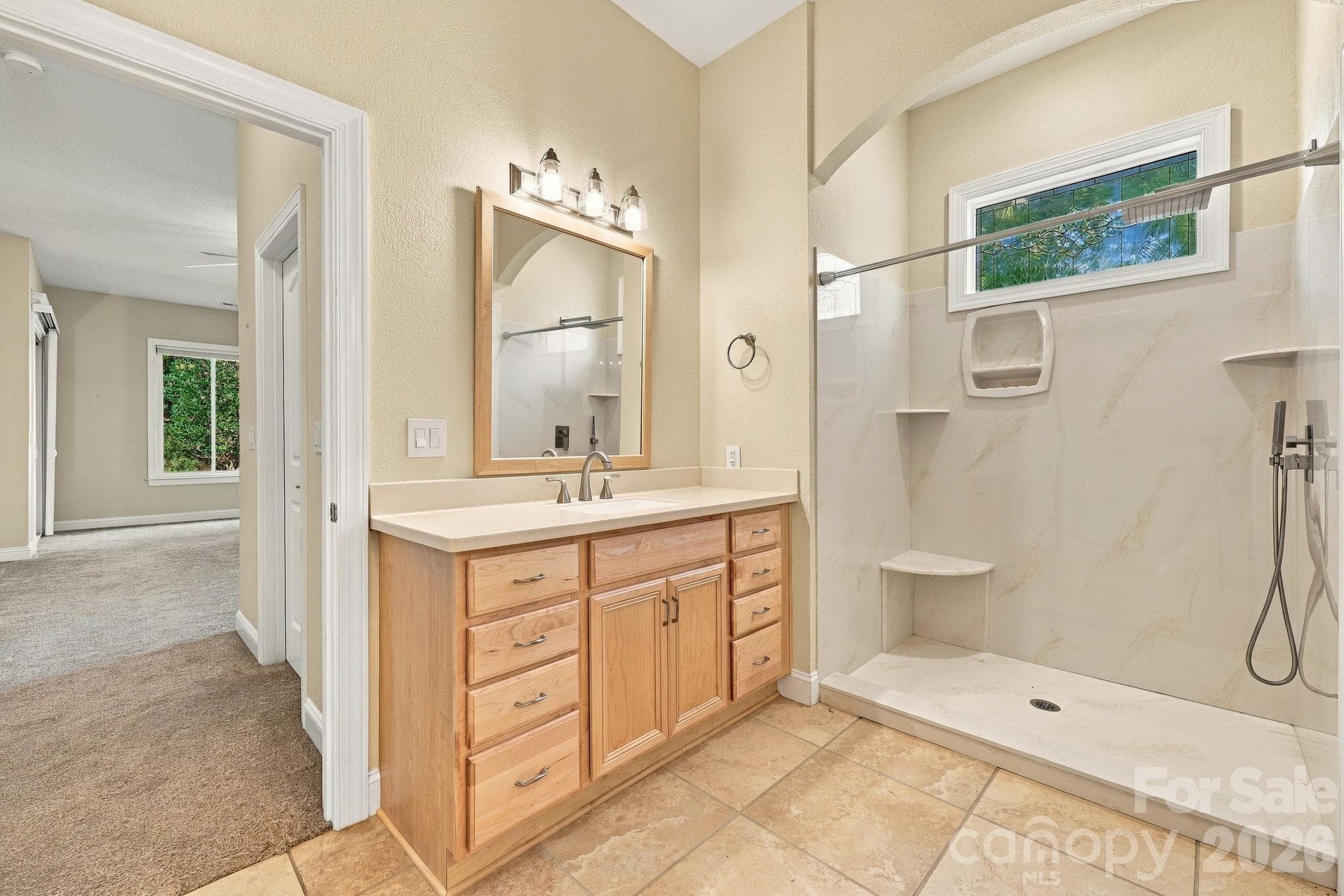 Remolded bathroom with custom walk in shower - 57 Talon Trail Lane, Etowah