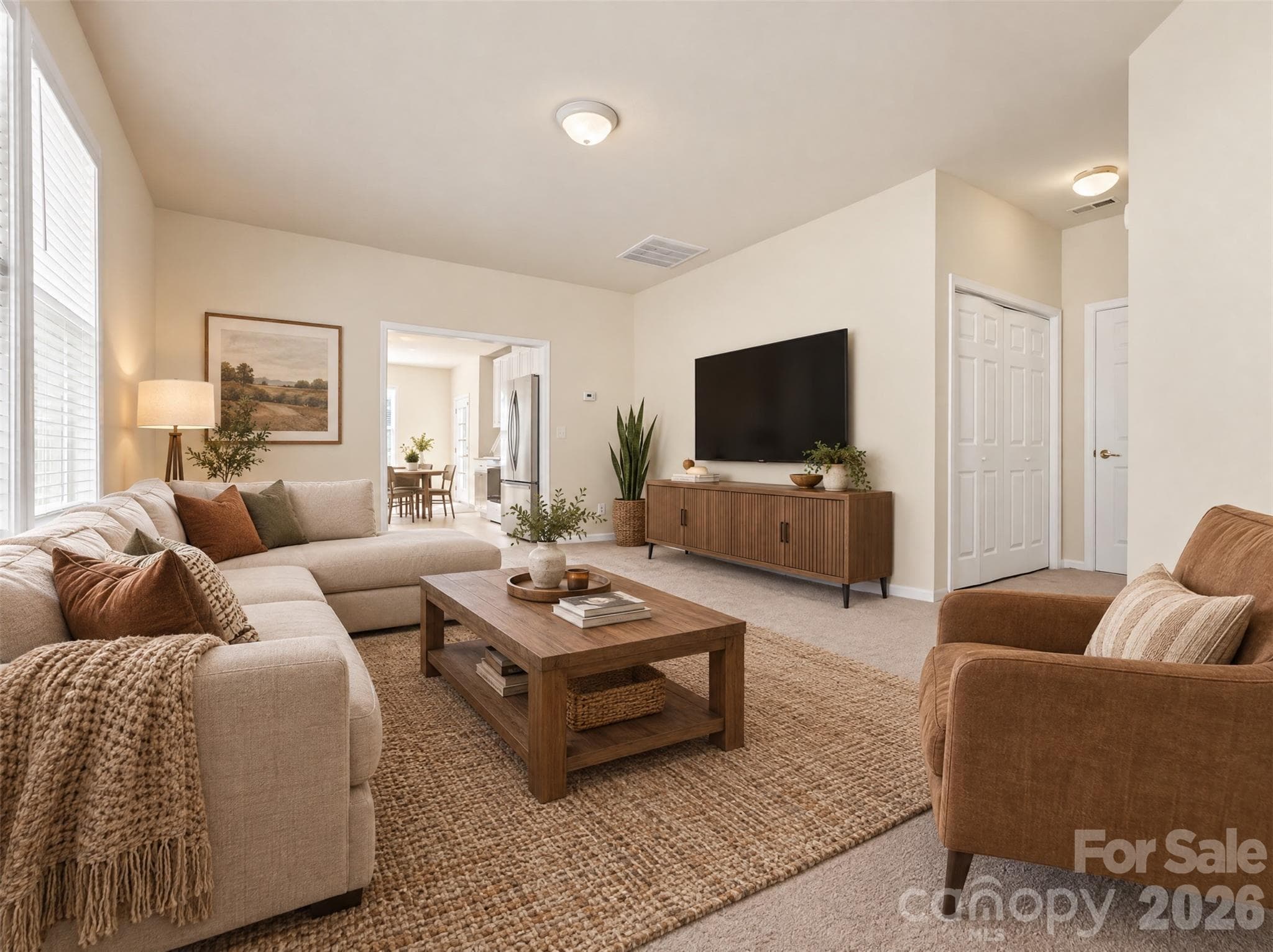Virtually staged living room - 15 Chowan Drive, Fletcher