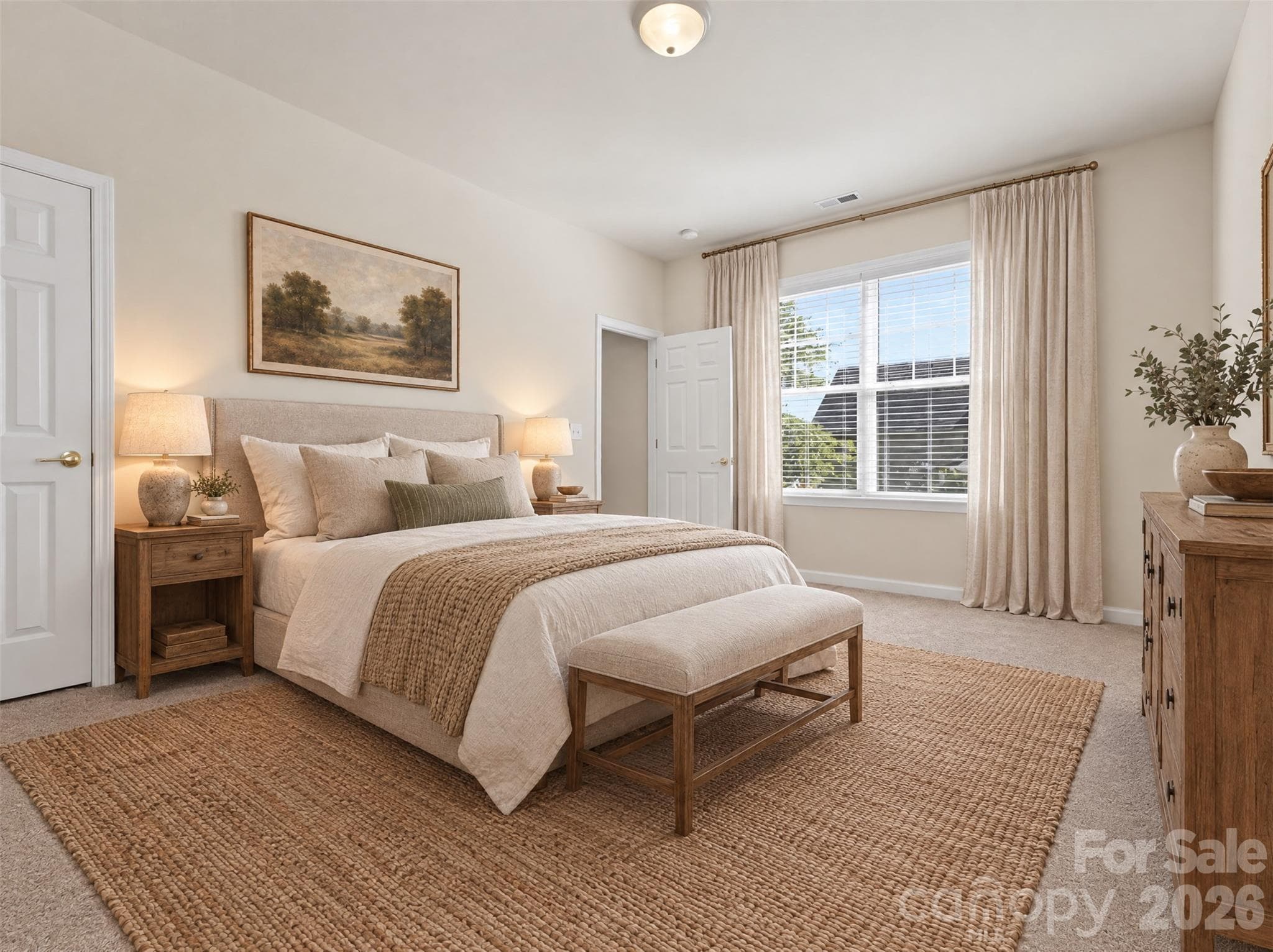 Virtually staged primary bedroom - 15 Chowan Drive, Fletcher