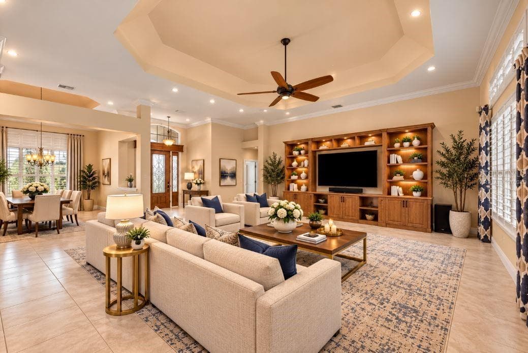 Virtually staged Living room. - 1126 MIONA SHORES DR, THE VILLAGES