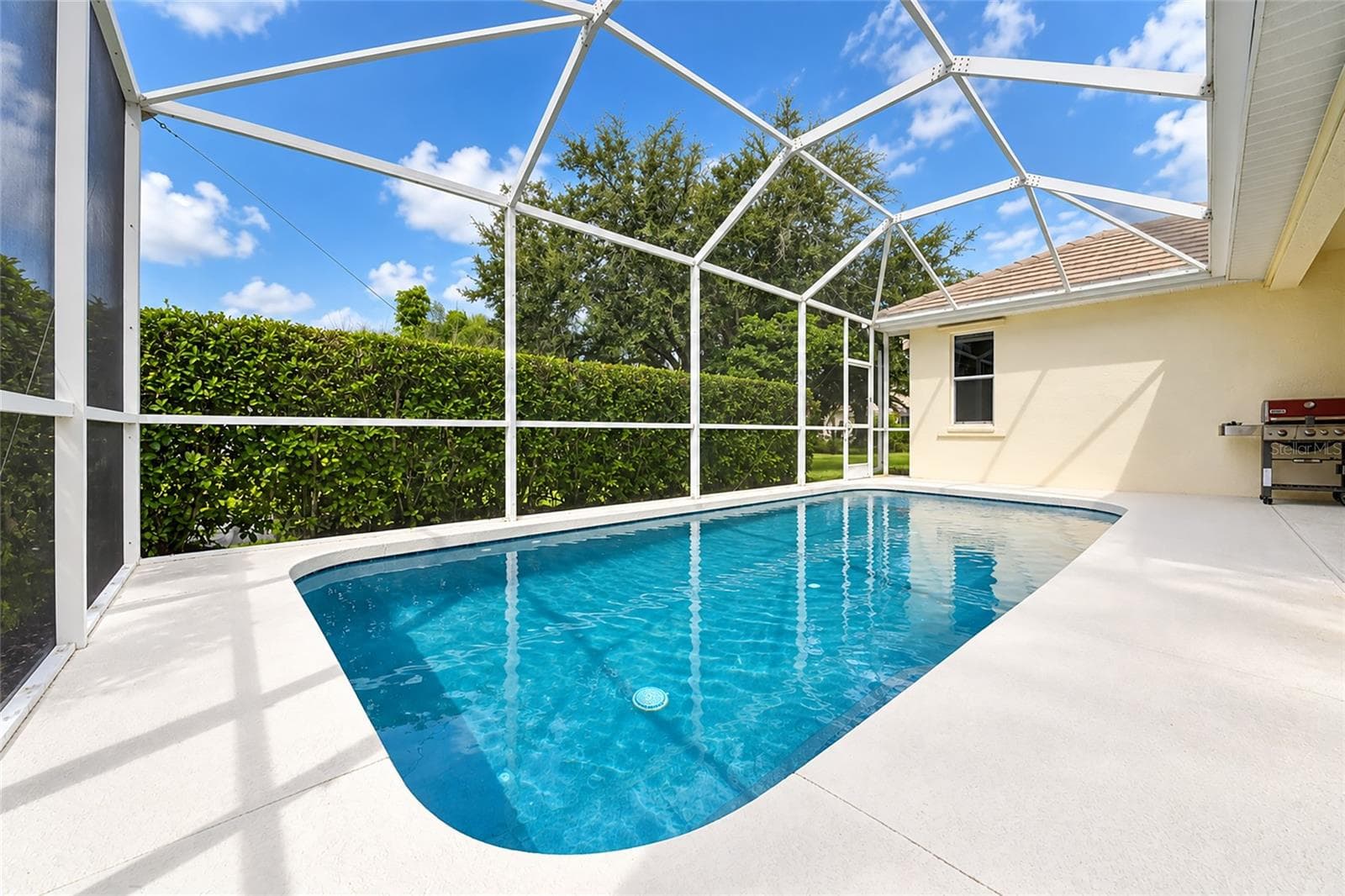 Private pool in floor cleaner, west facing, new pool body finish 2022, w/ covered lanai. - 6256 DONNINGTON CT, SARASOTA