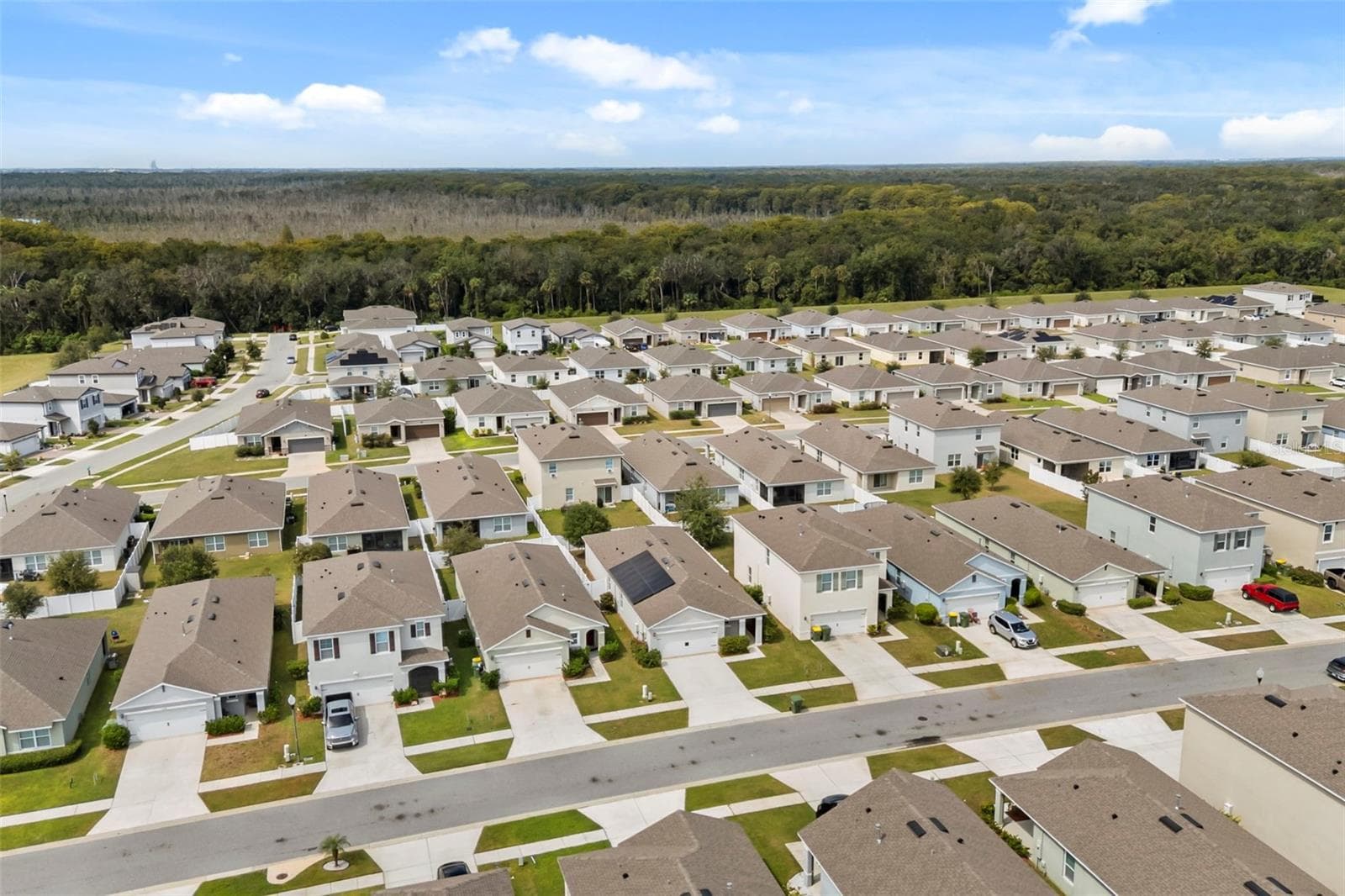 Aerial view highlighting Lake Denham Estates and the surrounding neighborhood. - 3658 CASPIAN ST, LEESBURG