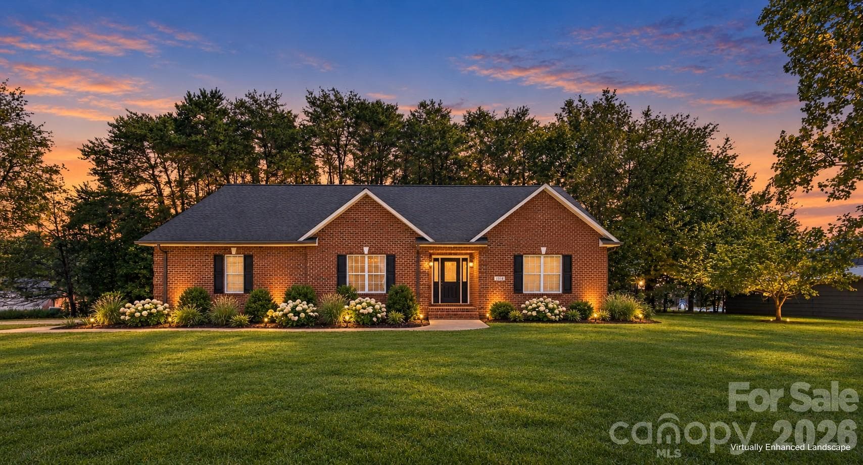 Virtually Enhanced Twilight with fresh landscape - 3656 Woodgreen Drive, Lincolnton