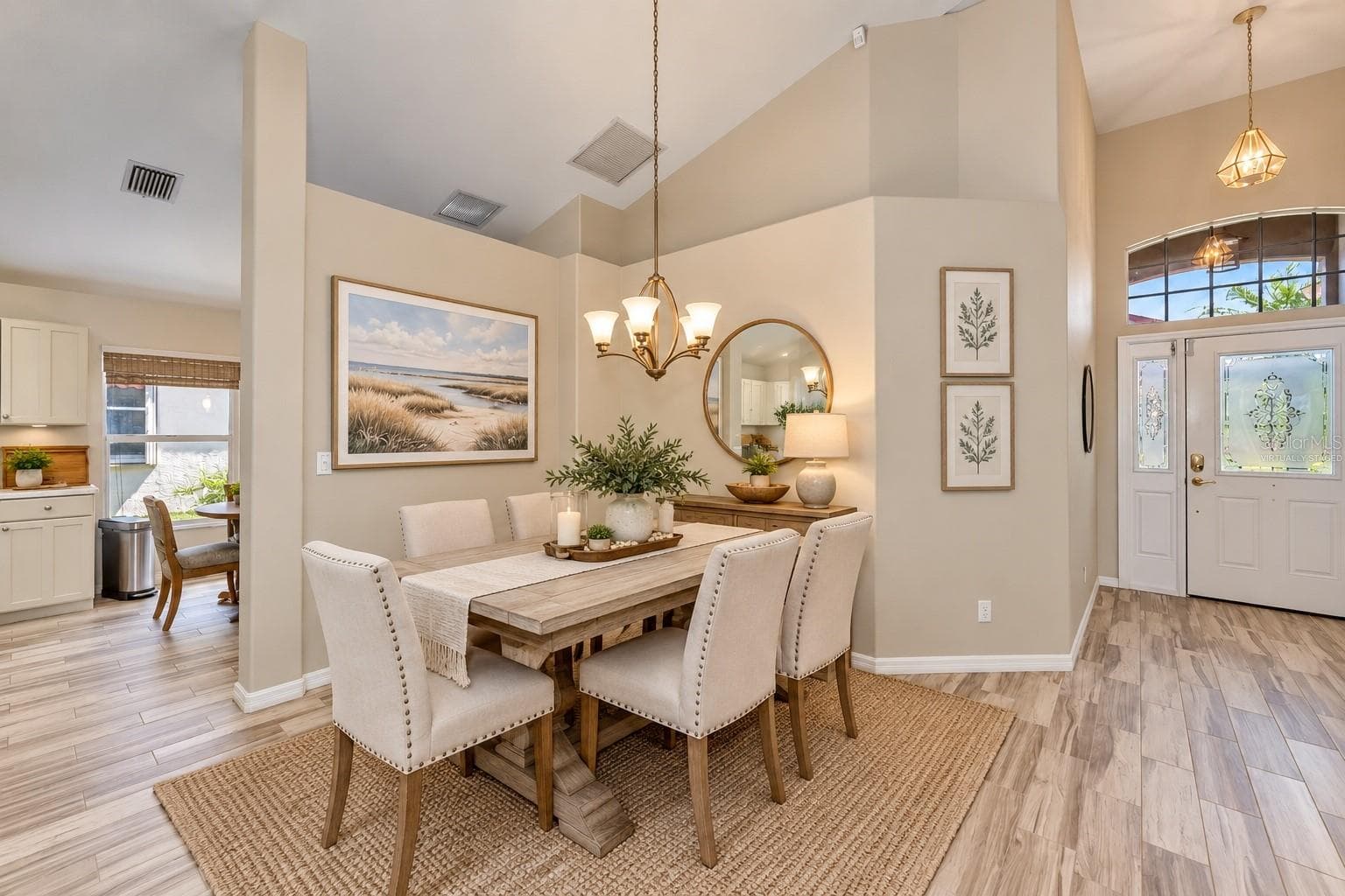 Virtually Staged Plank tile flooring living areas and bedrooms. - 5113 FLAGSTONE DR, SARASOTA