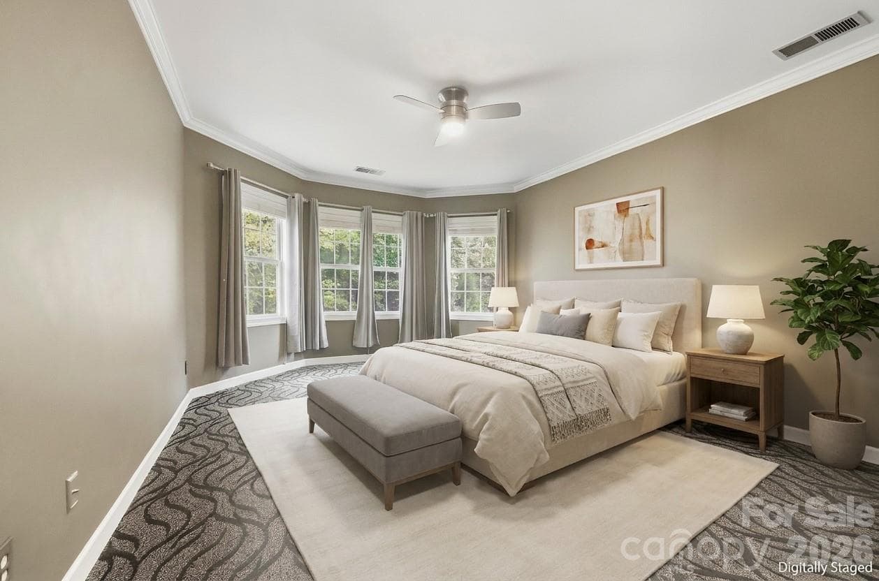 Primary Bedroom Virtually Staged - 6326 Stephens Grove Lane, Huntersville