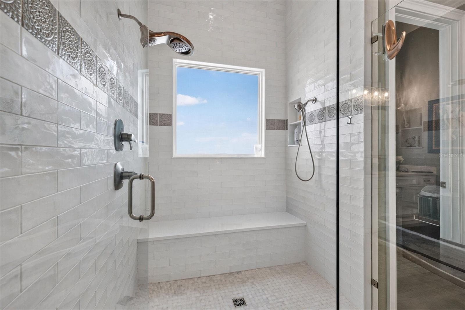 Primary Shower with Bench Seat and Multiple Shower Heads - 1341 MONTEREY BLVD NE, ST PETERSBURG