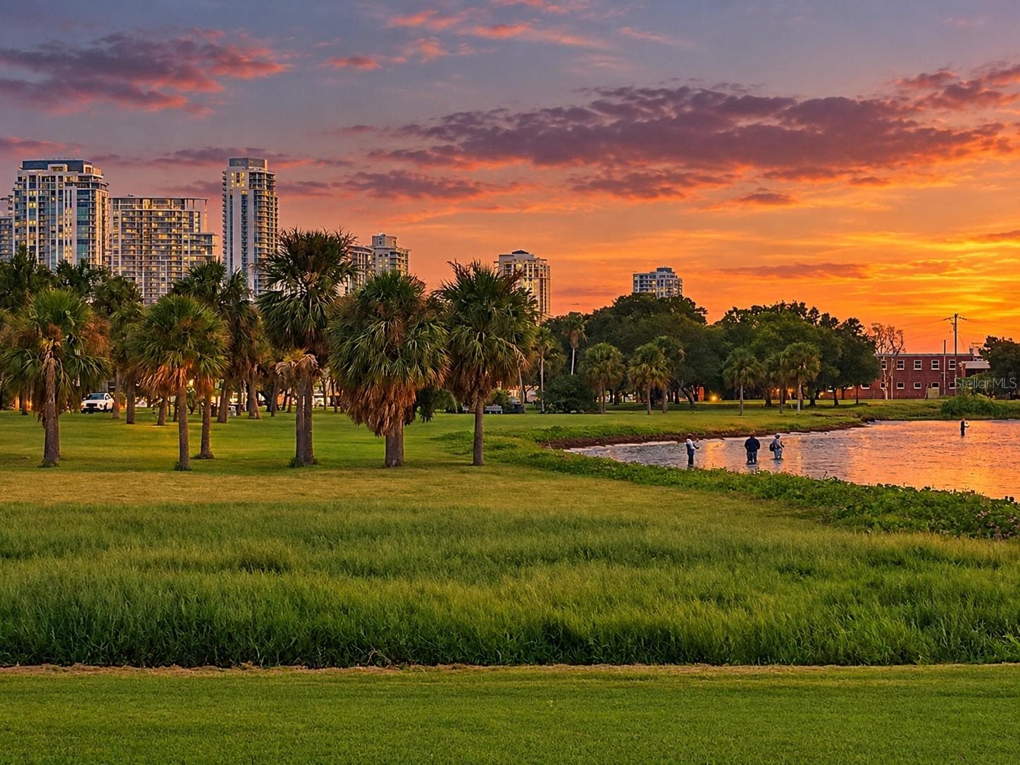 Nearby Lassing Park with Downtown St. Pete and Tampa Bay. AI Improved photo. - 711 19TH AVE S, ST PETERSBURG