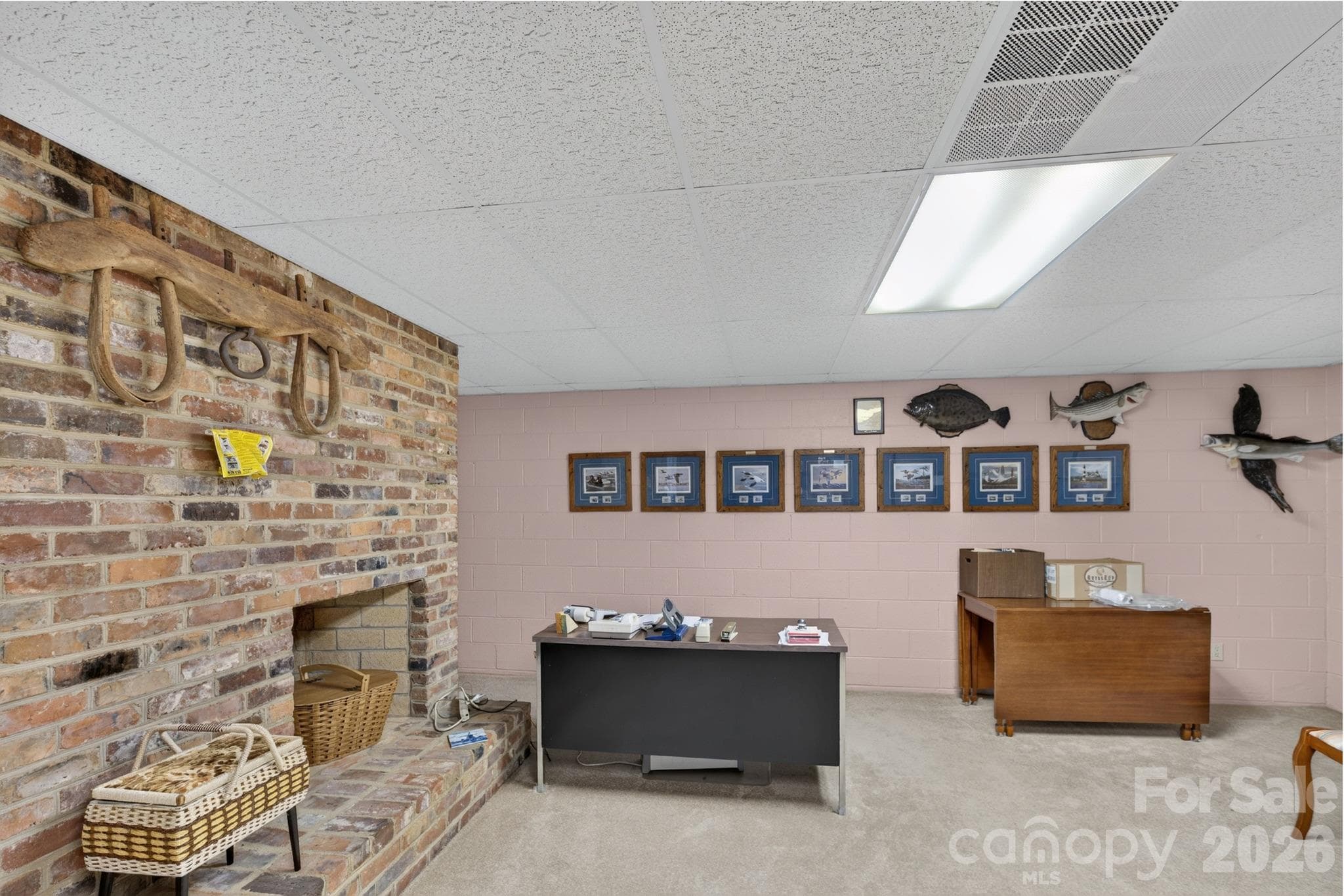 Expansive Lower Level Den with Fireplace - Hudson