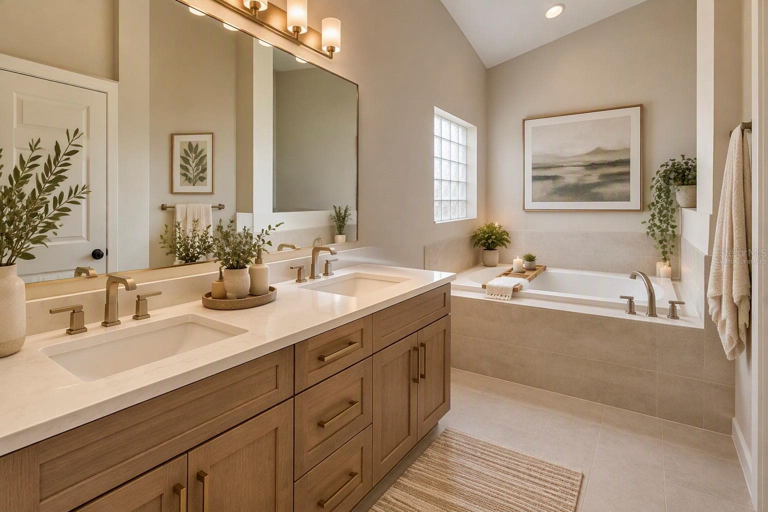 Virtually staged designer primary bathroom - view 2 - 5912 33RD DR E, PALMETTO