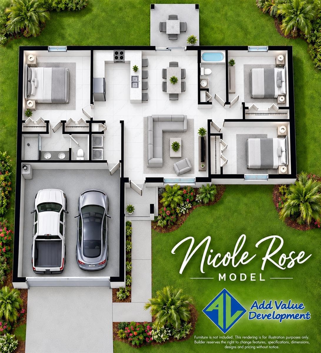 renderings are for illustration purposes. Furniture not included. - 1808 NE 44TH ST, CAPE CORAL