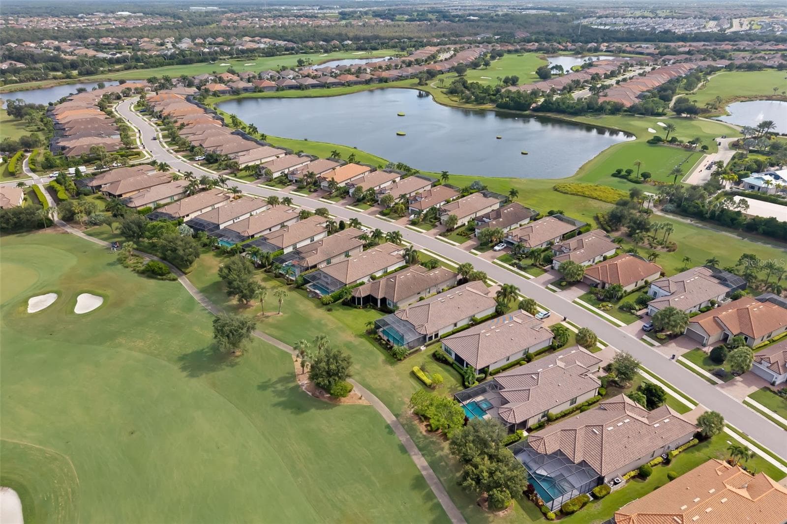 Broader aerial view of Sorrento Way. To the right is the Wellness Center - 12807 SORRENTO WAY, BRADENTON