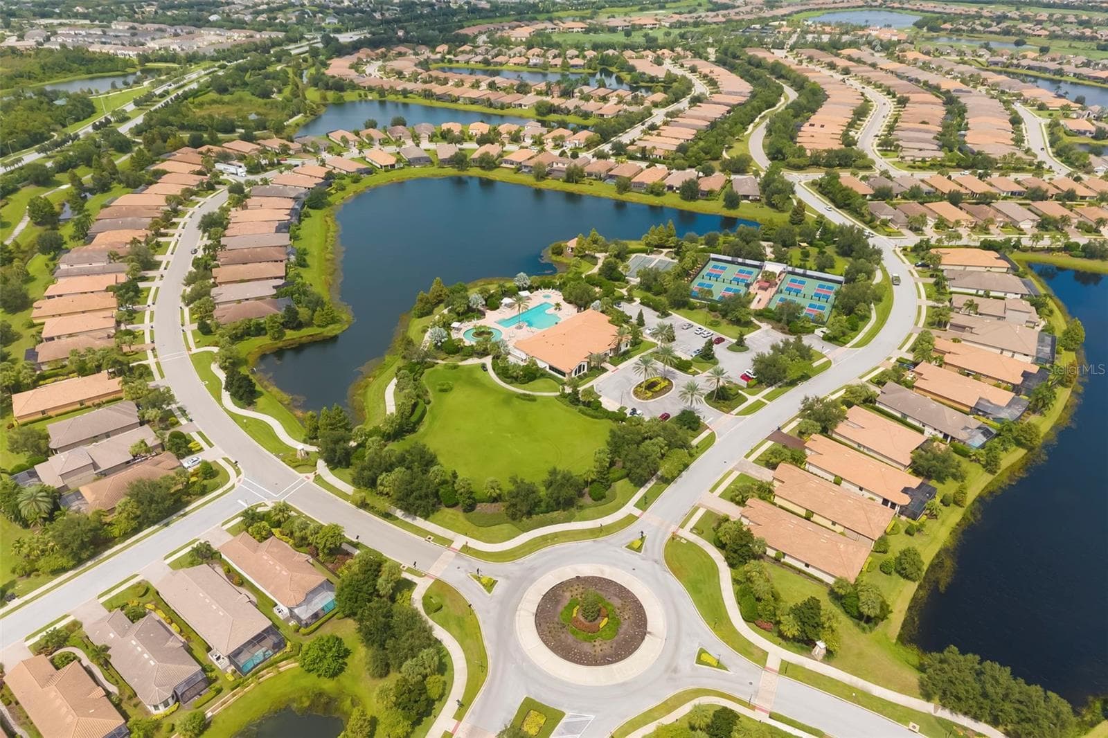 Aerial view of the Amenity Center and pool - 12807 SORRENTO WAY, BRADENTON
