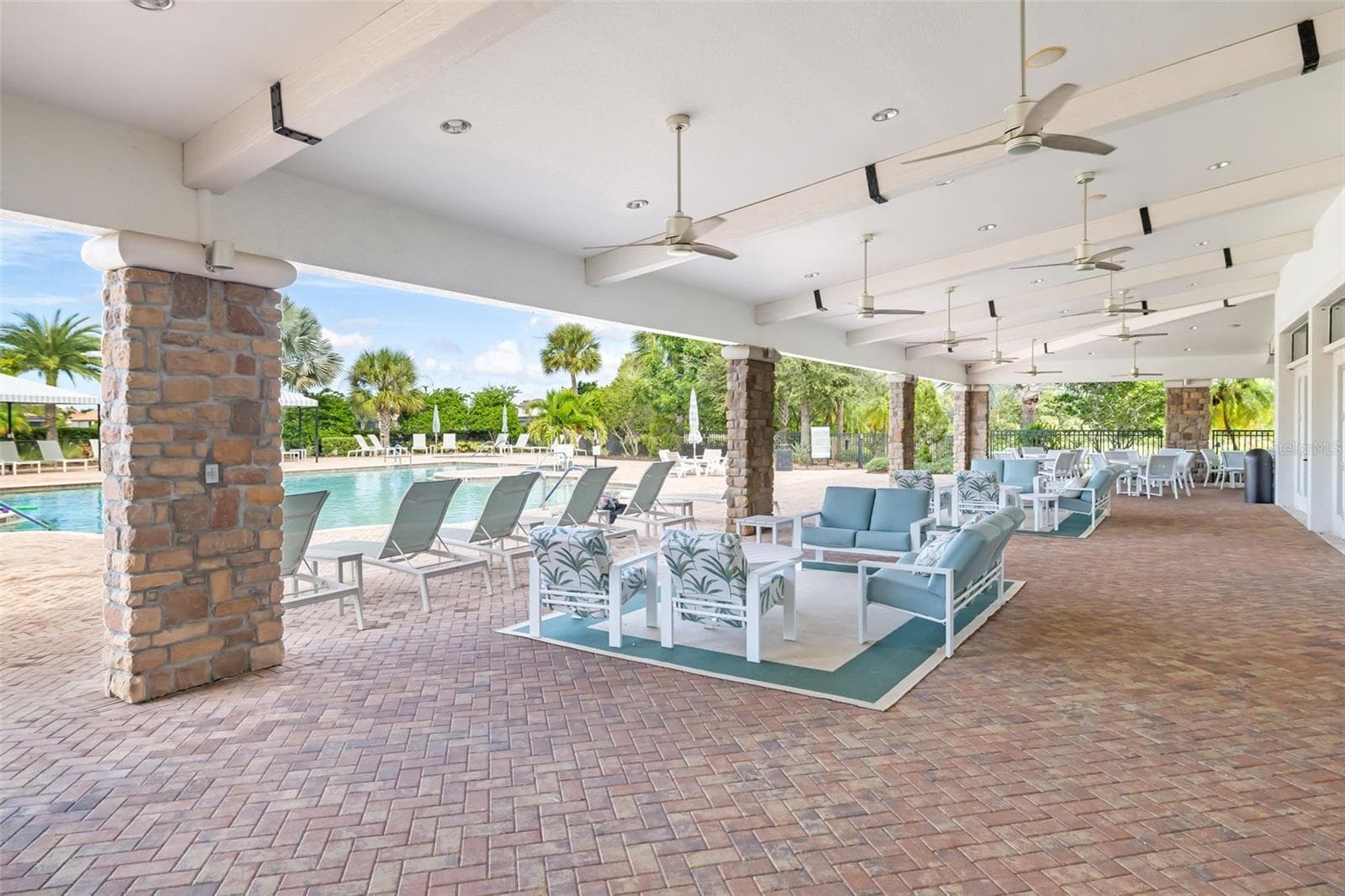 Amenity Center lanai overlooking the pool - 12807 SORRENTO WAY, BRADENTON