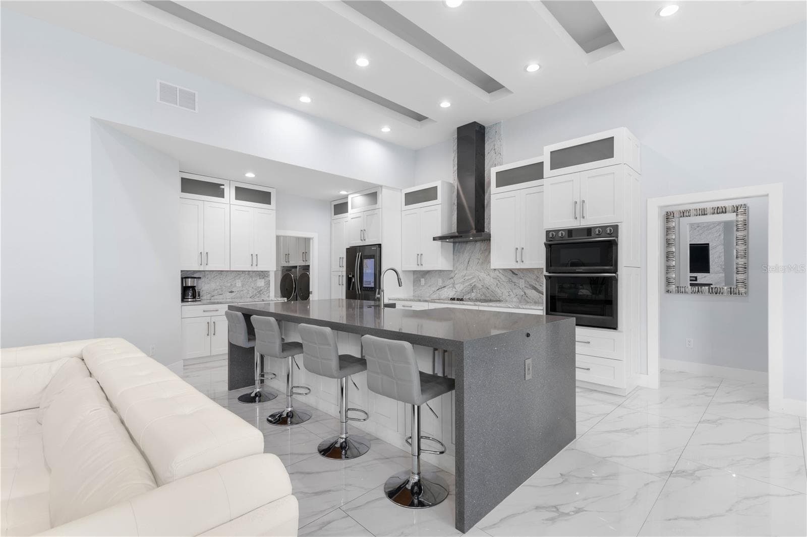 Huge Quartz waterfall kitchen island - 2 ROBIN PL, PALM COAST