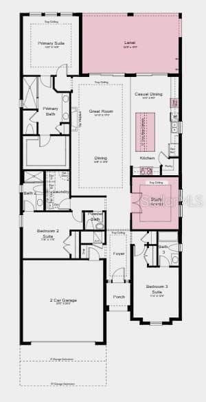 Floor Plan ~ Additional Highlights Include: tray ceiling package, extended flooring to primary suite, and outdoor kitchen rough-in - 5410 SPRING MOSS CT, ST CLOUD