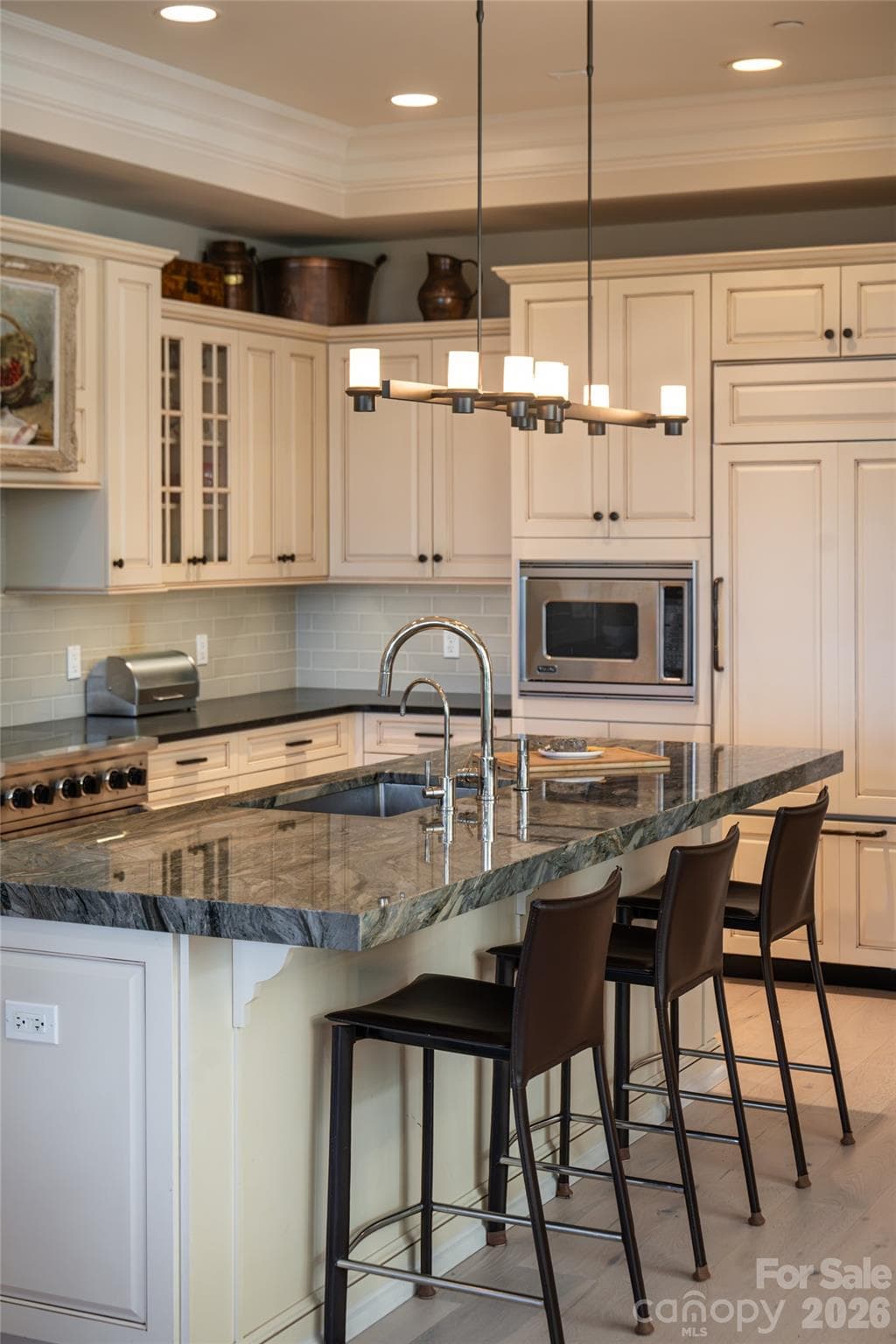 Pendant lighting over center island - 288 Macon Avenue, Asheville