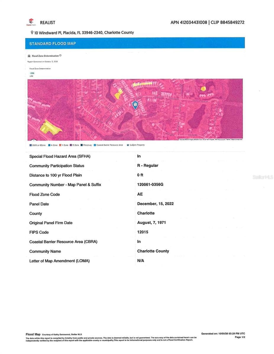 Flood Map - 10 WINDWARD PL, PLACIDA
