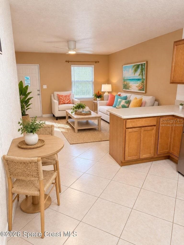 Virtually Staged View From Kitchen - 236 WOODLAND AVE #1, COCOA BEACH