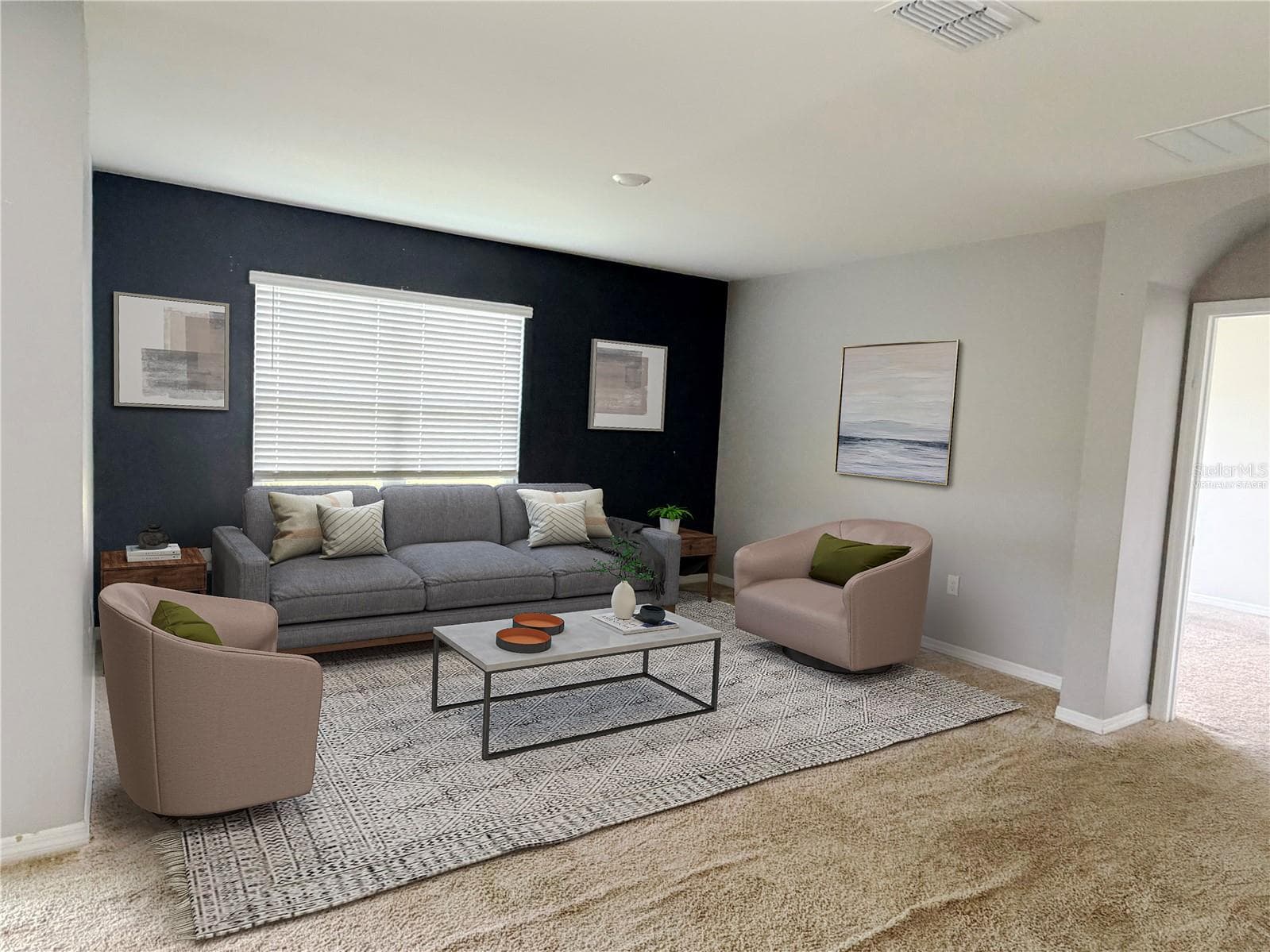Virtually Staged Living Room - 160 OLD MILL POND RD, EDGEWATER