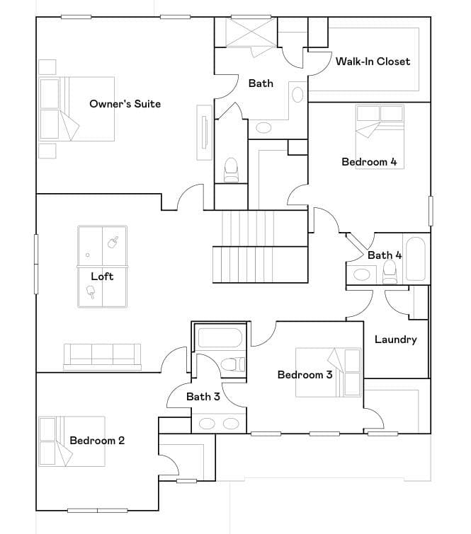 Builder Floor Plan - Upper Level - 299 Hamptons Cove Road, Troutman