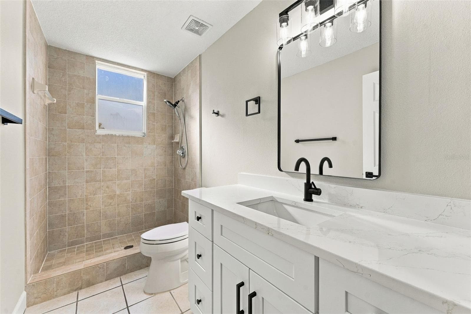 Downstairs hall bathroom with brand new vanity, mirror, lighting and fixtures - 10102 VISTA POINTE DR, TAMPA