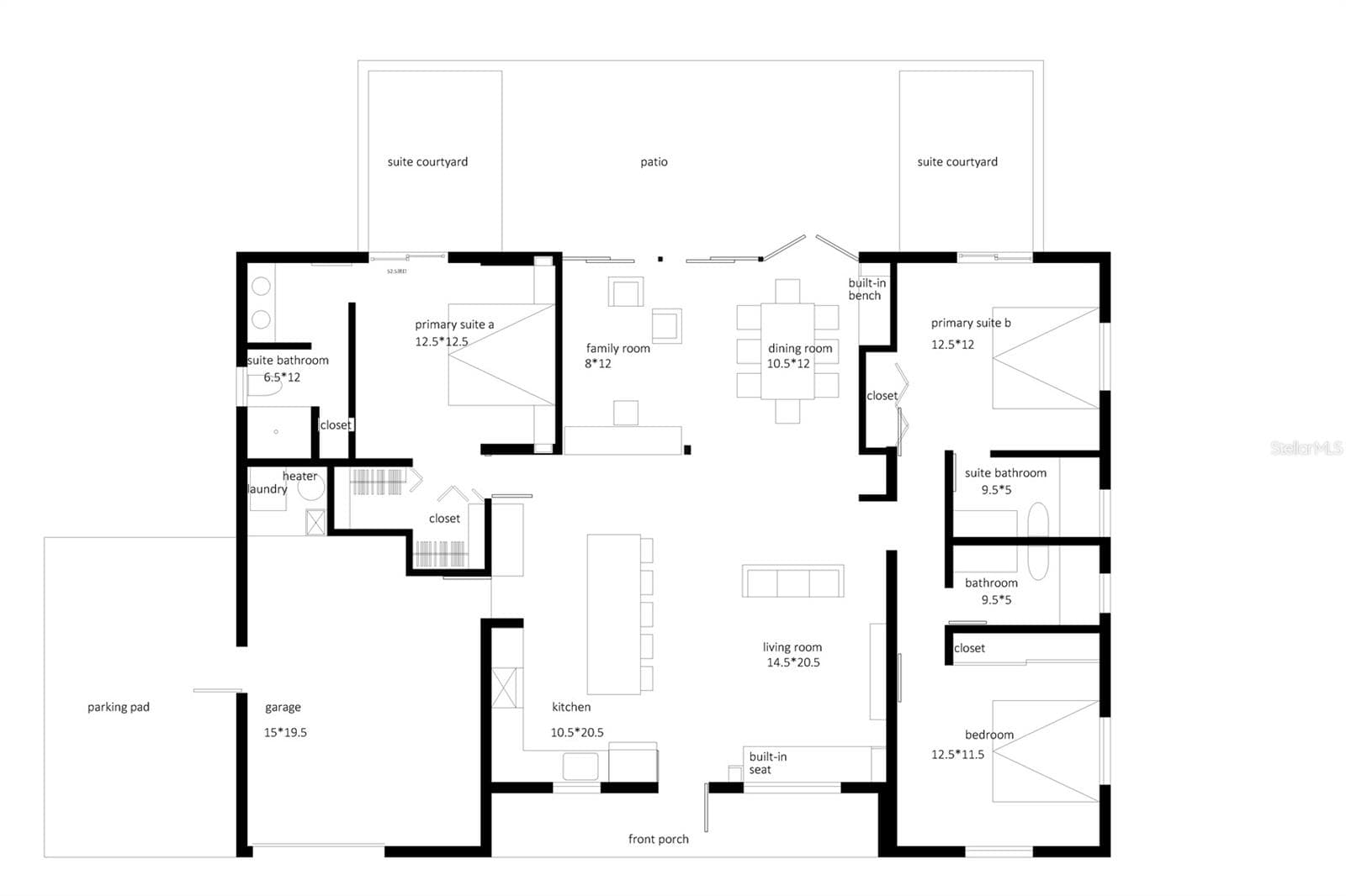Actual Foor and Patio plan - 2513 CROTON AVE, SARASOTA