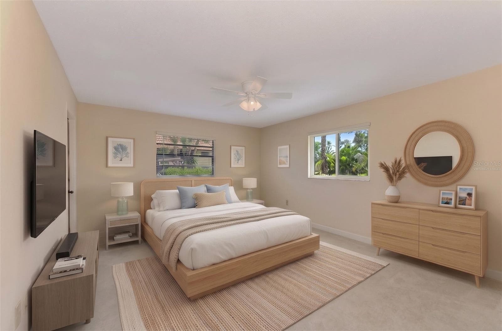 Virtually Staged Master Bedroom - 375 THREE LAKES LN #A, VENICE