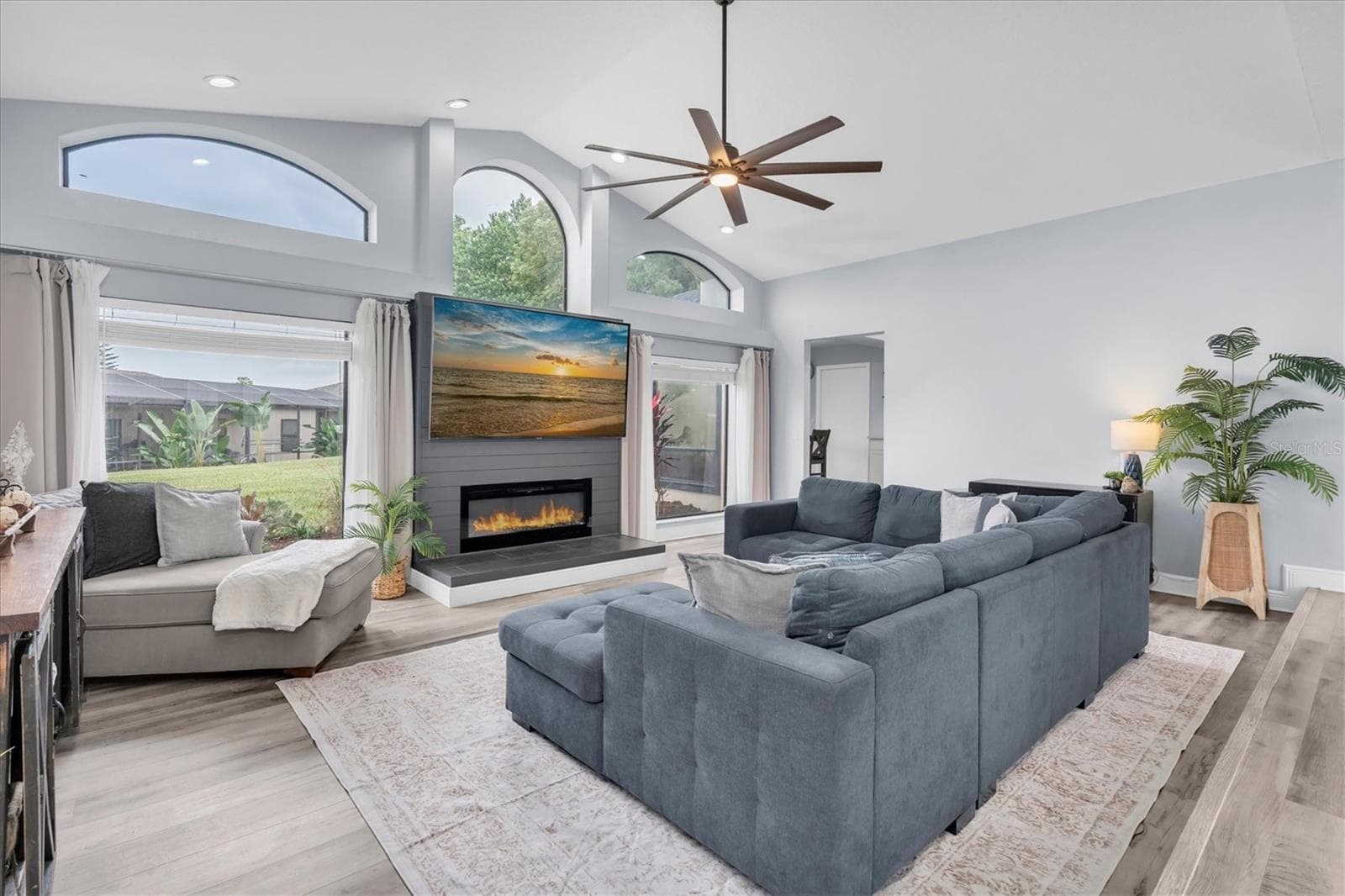 Sunken Living Room & Floor-to-Ceiling Windows - 8721 LATHAM LN, HUDSON