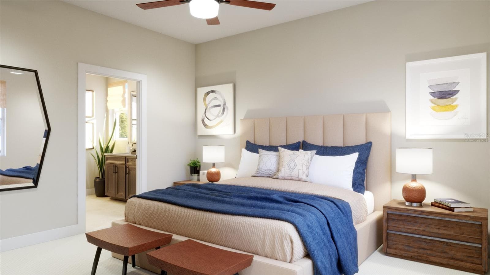 Primary Bedroom Rendering (Virtually Staged) - 441 MARION LOOP, HAINES CITY