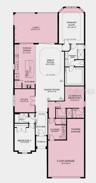 Floor Plan ~ Additional Highlights Include: whole house impact windows, outdoor kitchen rough-in, prewire for future pool/spa, single bowls stainless steel kitchen sink, kitchen pendant light pkg, under cabinet lighting, and upgraded kitchen appliance pkg - 3204 VICENZA CT, BRADENTON