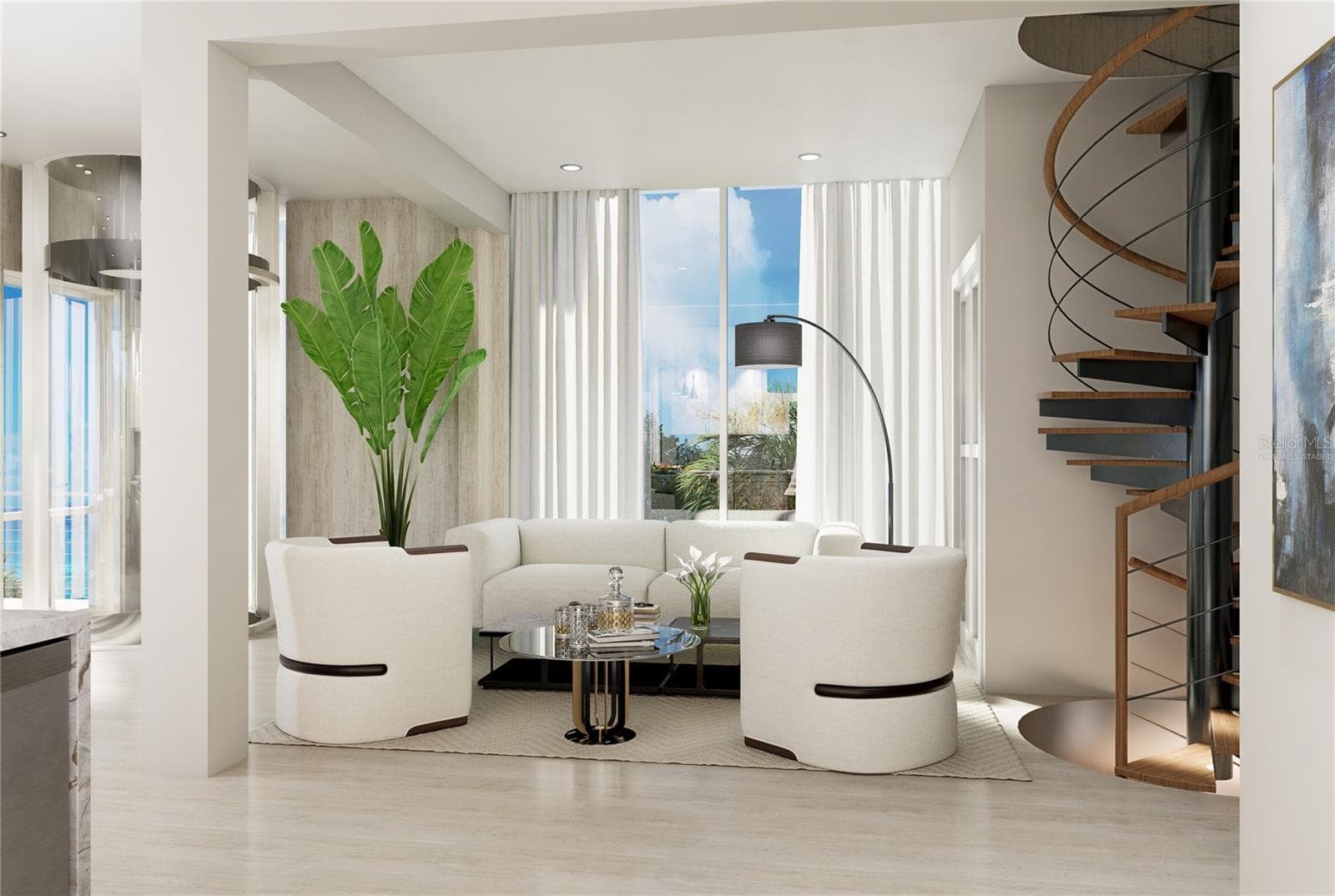 Living Room- Virtually Staged - 6608 S ATLANTIC AVE, NEW SMYRNA BEACH