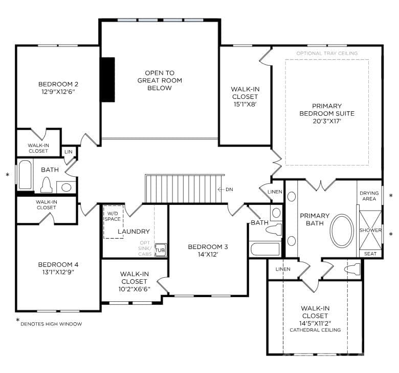 Upper level home layout - 1006 Sophie Lane, Waxhaw