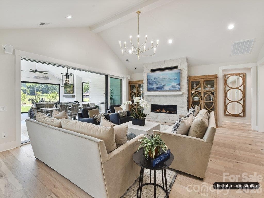 Great Room flows to outside Luxury covered Terrace - 2804 Forest Lawn Drive, Weddington