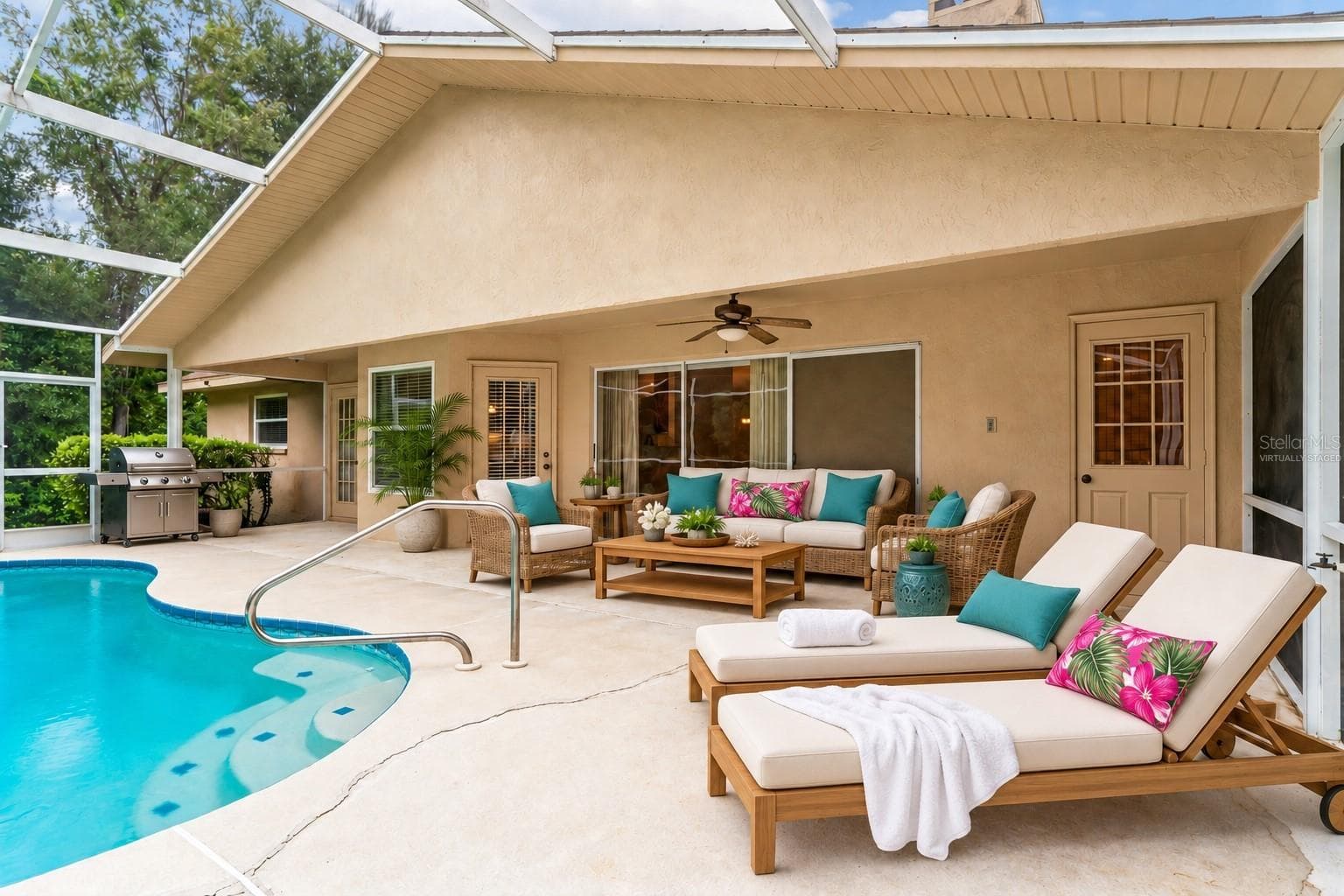 Lanai and Pool Area - Virtually Staged - 14433 LINDEN DR, SPRING HILL