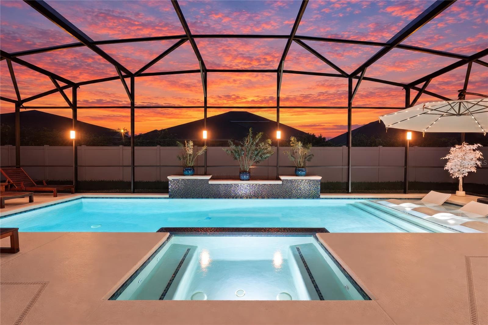 Virtually Enhanced Sunset - Saltwater Pool & Spa - 489 AVILA PL, HOWEY IN THE HILLS