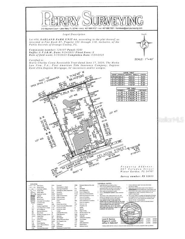 Survey. - 907 CELADON ST, WINTER GARDEN