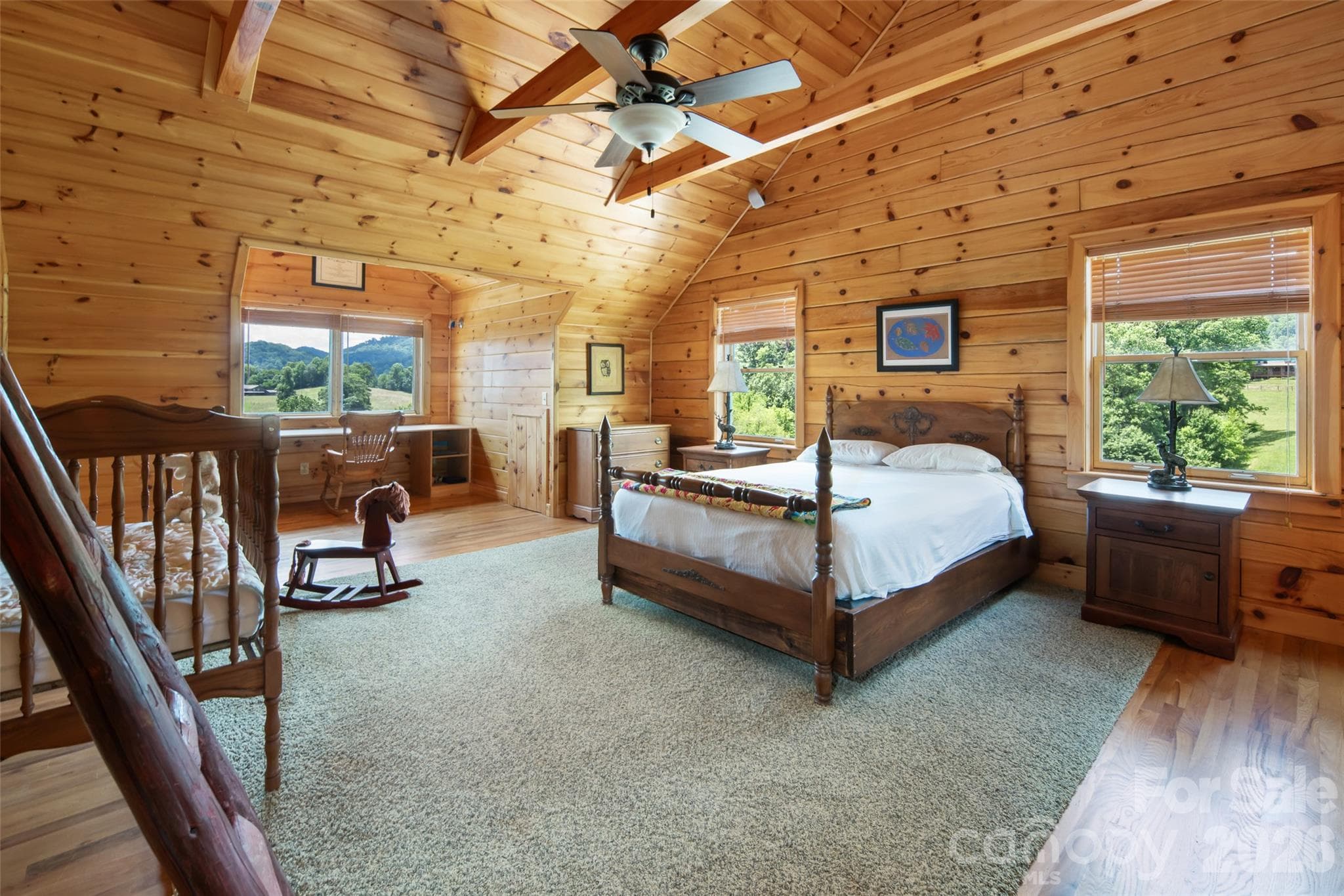 2nd Bedroom upstairs with en-suite full bathroom + hide-away loft bed up a fun latter. - 316 Stevenson Cove Road, Waynesville